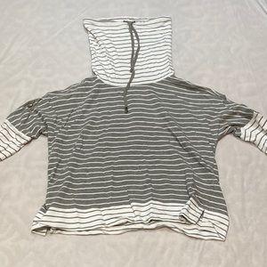 Gray striped hoodie with high neck
